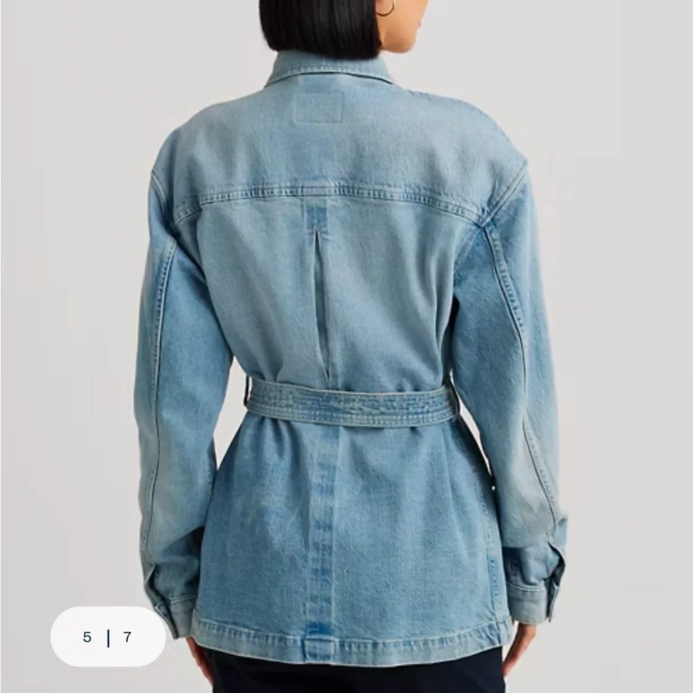 Ralph Lauren Light Blue Denim Jean Jacket with Belt, medium - Picture 8 of 12